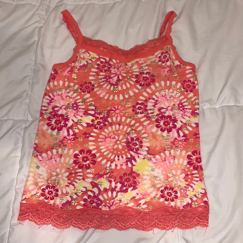 Justice Floral Lace-Trim Cami - Size 12